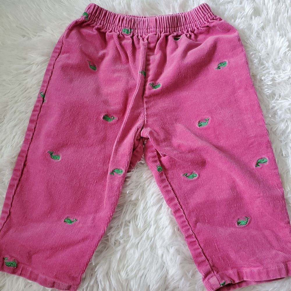 Hartstring Pink Corduroy Pants with Green Dolphin Print Pants Size 18M